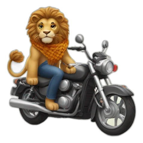 lion with scarf on motorcycle sticker