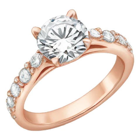 Rose gold engagement ring with round diamond sticker