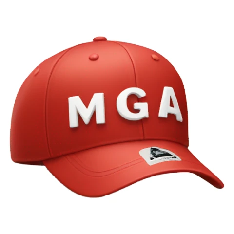 red baseball cap with MAGA on it sticker