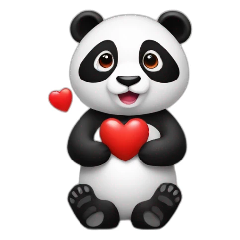 panda with red heart in her hands sticker