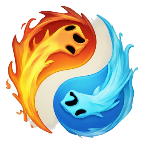 Fire and Water yin yang  sticker
