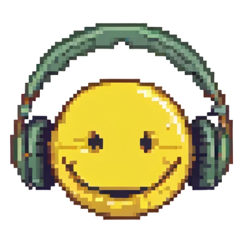 nodding smiley face wearing headphones sticker