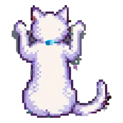 pixel art style cat stretching with simple background sticker
