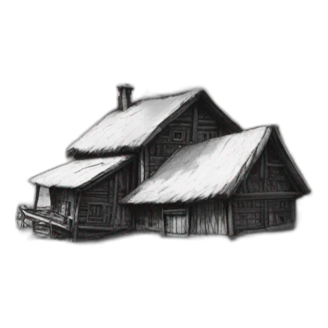 Russian-village-clouds-sunlight-tenderness-ink-drawing sticker