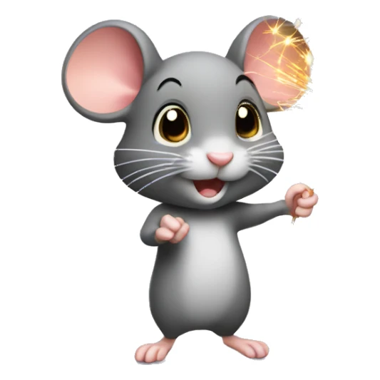 Mouse with sparkler in hands sticker