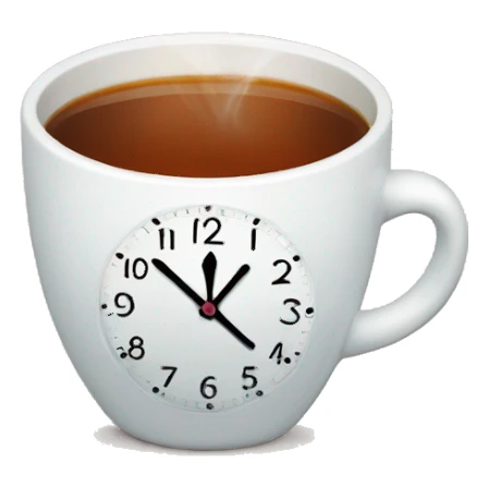 Clock holding a cup of tea sticker
