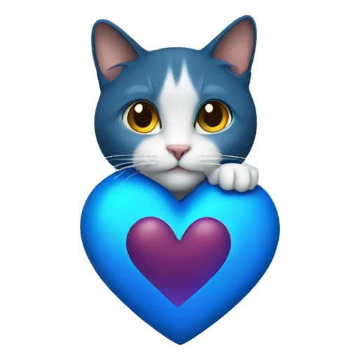 blue heart with cat sticker