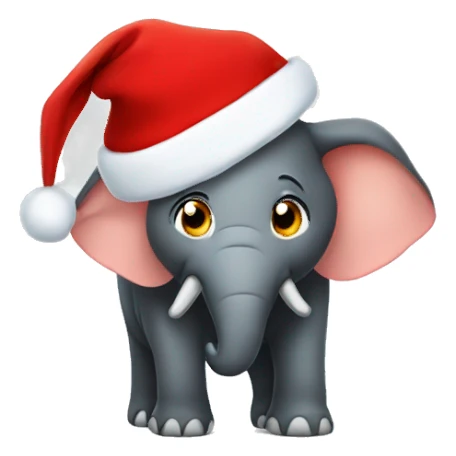 Elehpant wearing a Christmas hat sticker