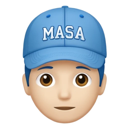 Blue cap with the lettering MASA sticker