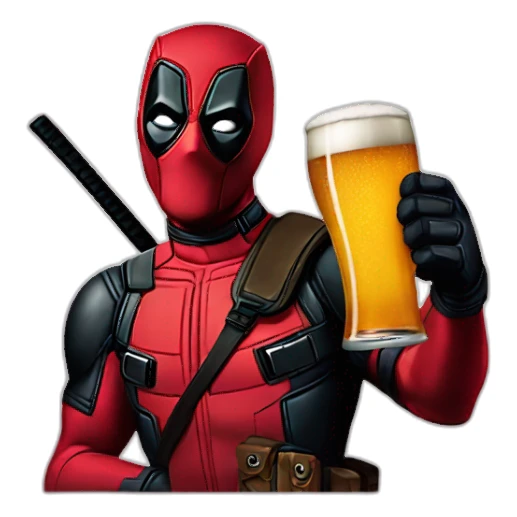 Deadpool drinking beer sticker