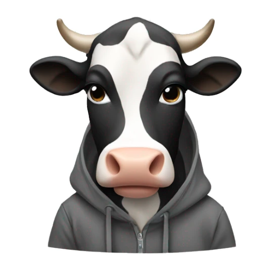 Cow wearing hoodie sticker