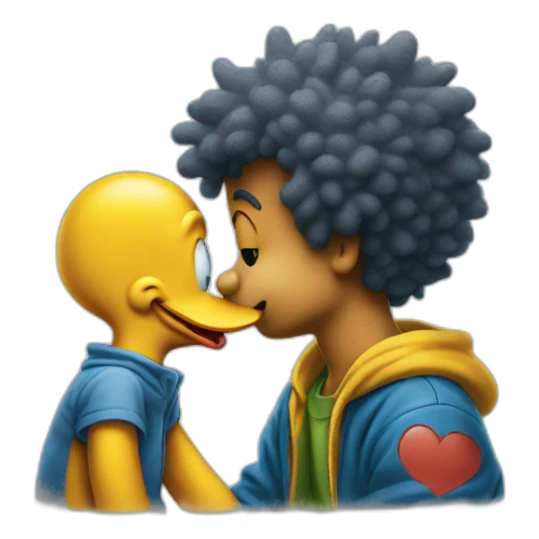 bart simpson kissing donald duck sticker