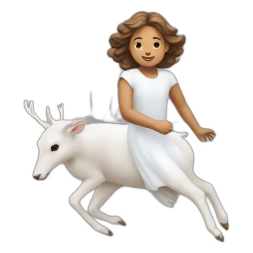 An angel flying with white deer sticker