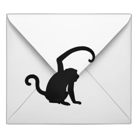 letter with a monkey Black and white sticker