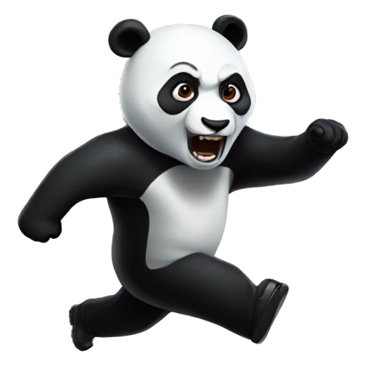 Scary panda chasing someone sticker