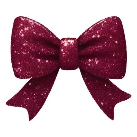 burgundy glitter bow sticker