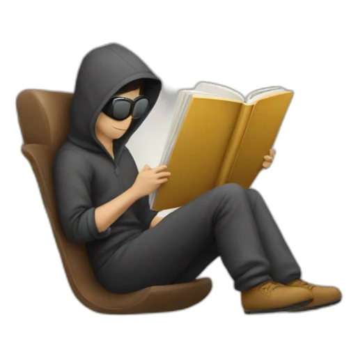 Hacker reading a book sticker