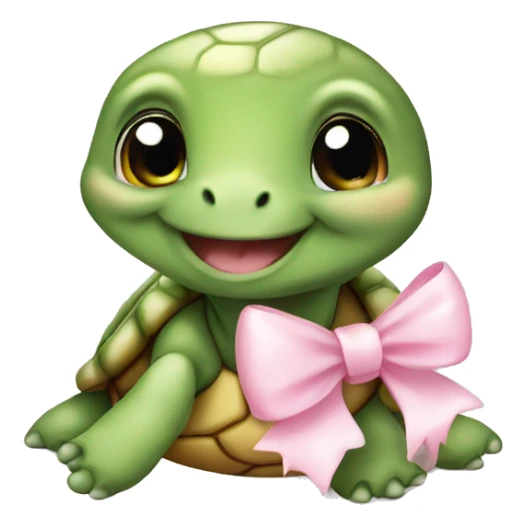 cute baby turtle with a light pink bow sticker