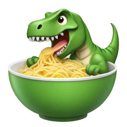 dinosaur eating noodles sticker