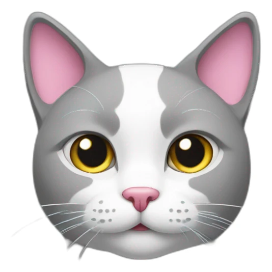 grey and white cat with pink nose sticker