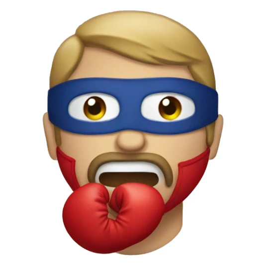 Man boxing with a mask sticker