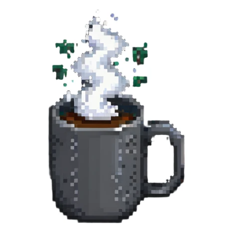 Pixel art coffee mug with steam sticker