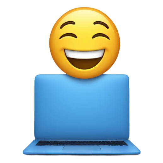 A blue laptop laughing sticker