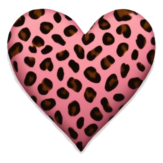 leopard print heart pink sticker
