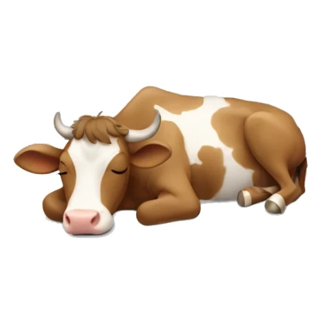 cow sleeping in a bed  sticker
