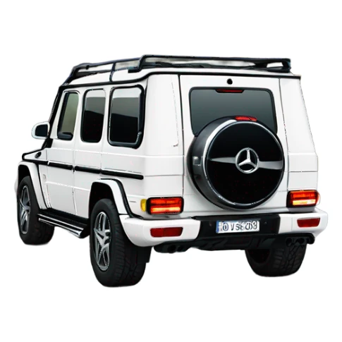 White Mercedes gwagon back sticker