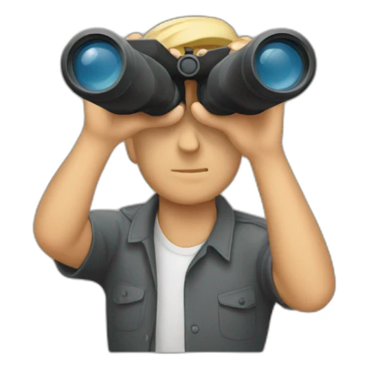 Man looking through binoculars sticker