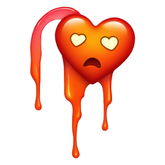 bleeding red heart shape glowing red-orange sticker