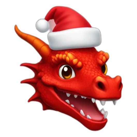 red dragon head with christmas hat sticker