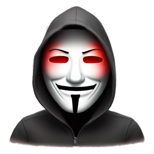 Computer hacker wearing  anonymous mask red light from eyes sticker