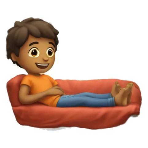 A kid relaxing in his house sticker