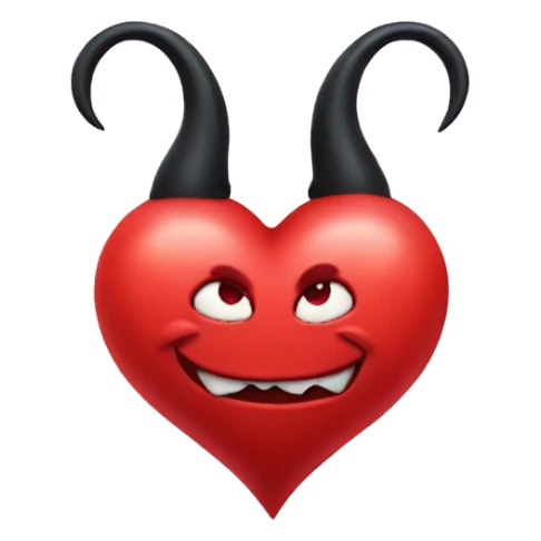 heart with devil horns and tail  sticker