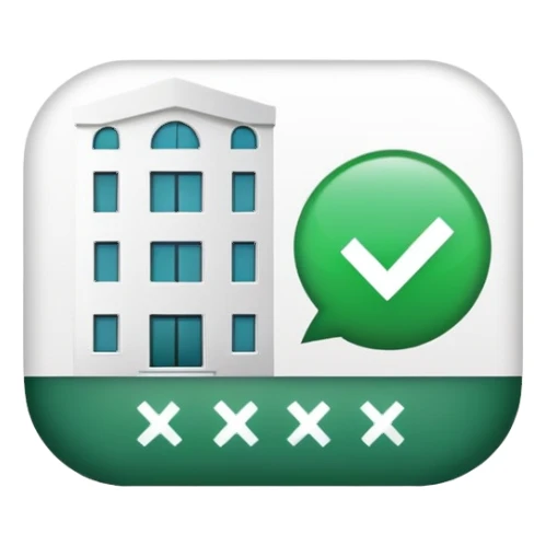 Hotel with green check mark for availability sticker