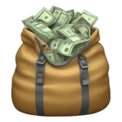 overloaded bag with money sticker