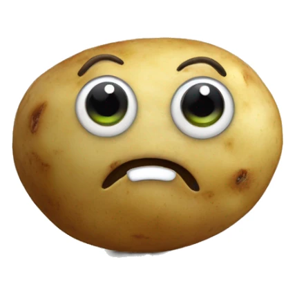 a potato with a face, one eye is slid down sticker