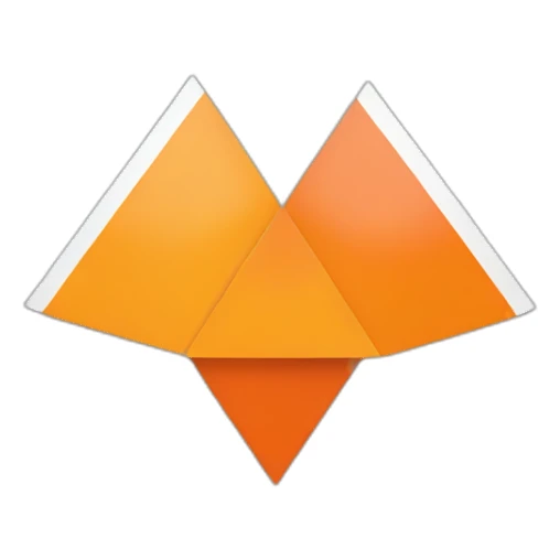 Square flag split into 2 triangular halves with one white half and one orange half sticker