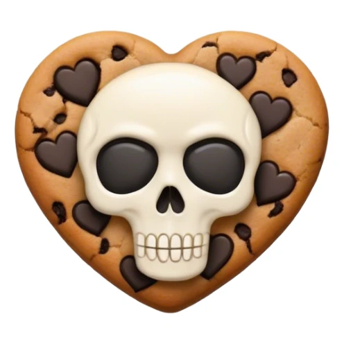 Black cookie heart with skull sticker