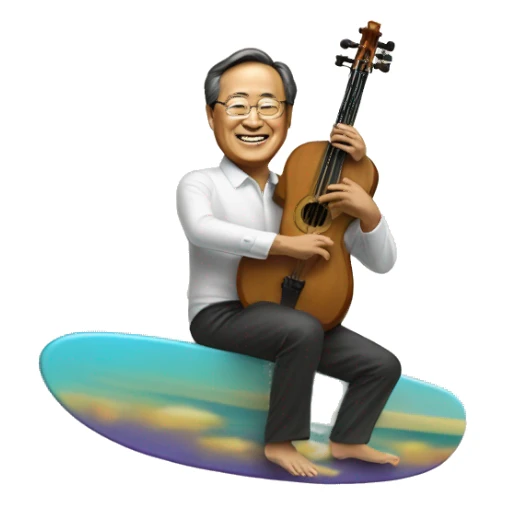 Yo Yo Ma on a surfboard sticker