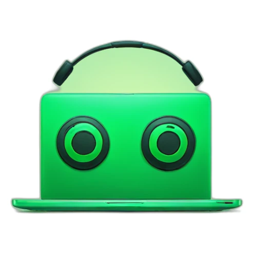 Laptop green with headphones sticker