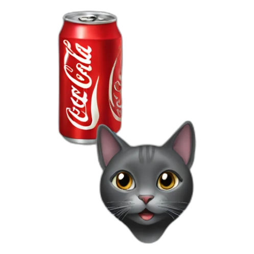 Black and gray cat drinking coke sticker
