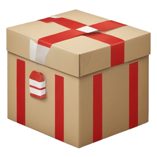 Craft box with red white tape sticker