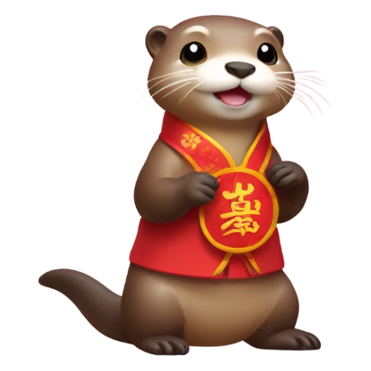 Otter on Korean lunar new year sticker