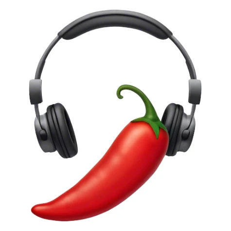red chili pepper with headphones sticker