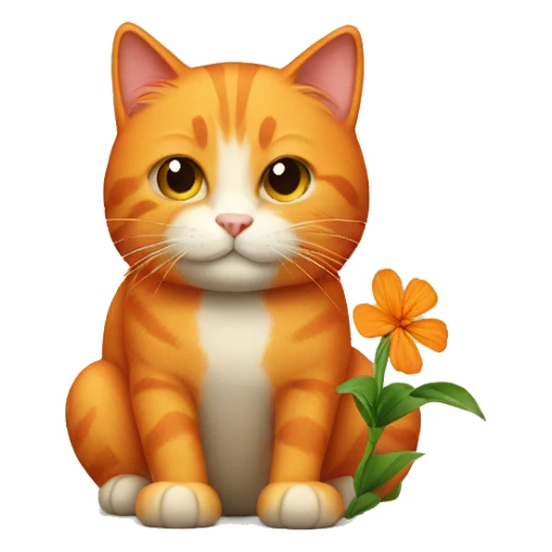 orange cat with flower  sticker