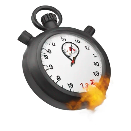 a stopwatch shaking with smoke around it sticker