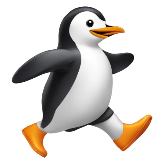 Penguin running wearing slides sticker